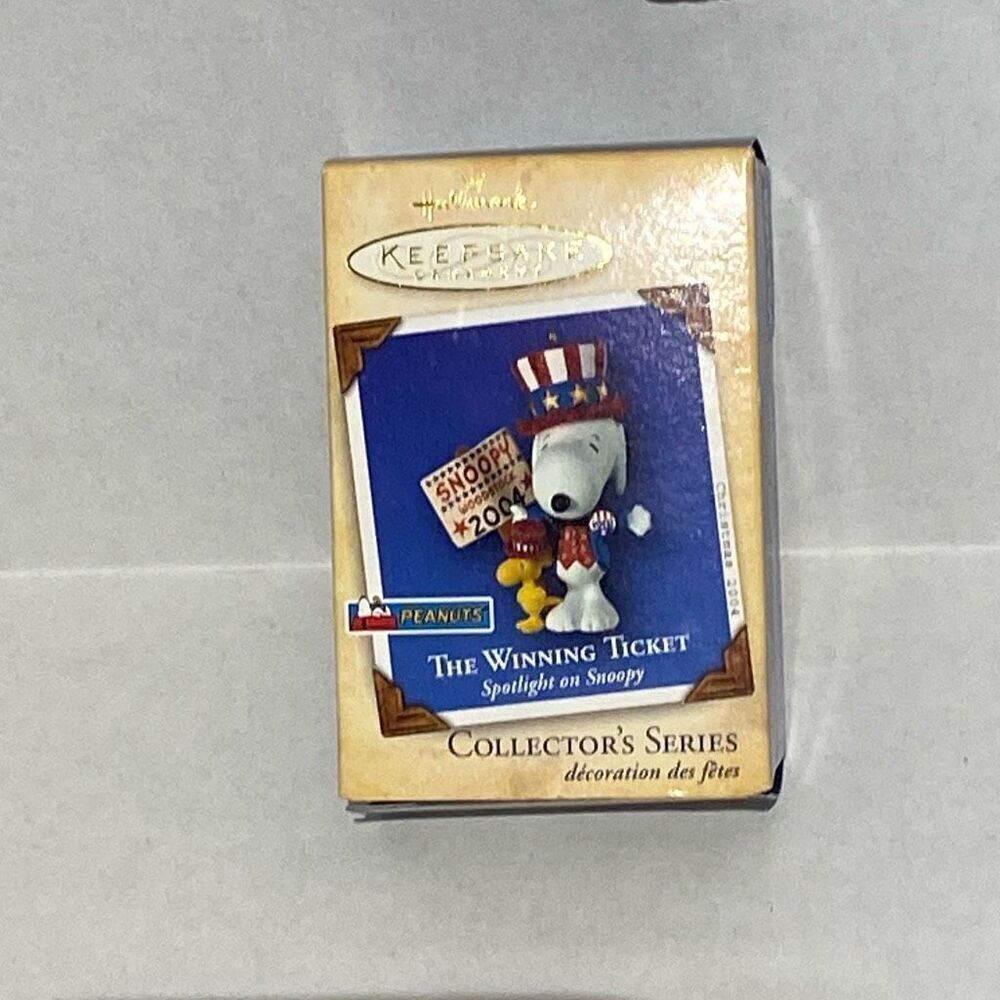 Hallmark Keepsake Peanuts The Winning Ticket Snoopy Woodstock Christmas Ornament